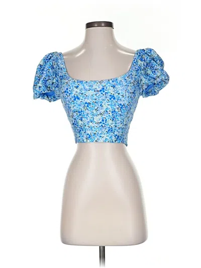 Pre-owned Splendid Short Sleeve Top Blue Sweetheart Neckline Tops