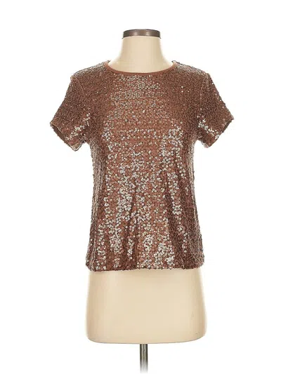 Pre-owned Splendid Short Sleeve Top Gold Metallic Pattern Scoop Neck Tops
