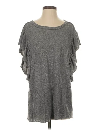 Pre-owned Splendid Short Sleeve Top Gray Cold Shoulder Neckline Tops