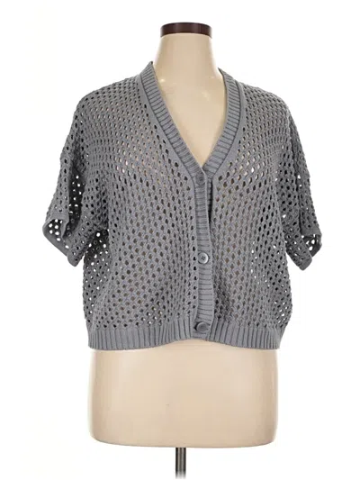 Pre-owned Splendid Short Sleeve Top Gray Plunge Neckline Tops