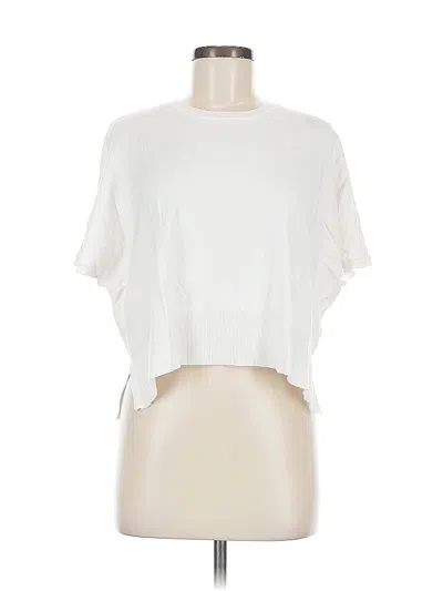 Pre-owned Splendid Short Sleeve Top Ivory Keyhole Neckline Tops In White