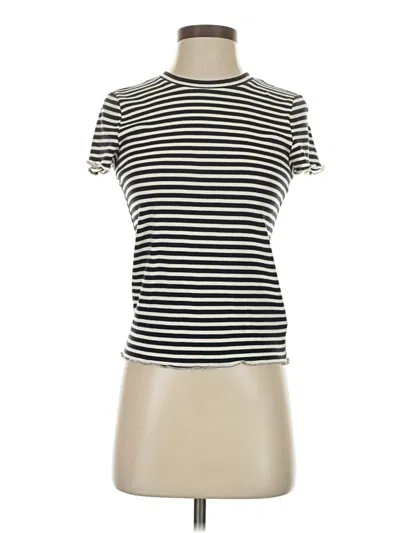 Pre-owned Splendid Short Sleeve Top Ivory Mock Neckline Tops In White