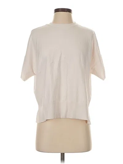 Pre-owned Splendid Short Sleeve Top Ivory Mock Neckline Tops In White