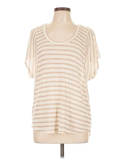 Pre-owned Splendid Short Sleeve Top Ivory Scoop Neck Tops In White