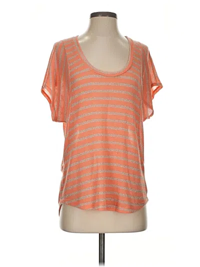 Pre-owned Splendid Short Sleeve Top Orange Scoop Neck Tops