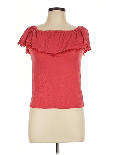Pre-owned Splendid Short Sleeve Top Red Off The Shoulder Neckline Tops