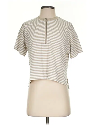 Pre-owned Splendid Short Sleeve Top Silver Mock Neckline Tops