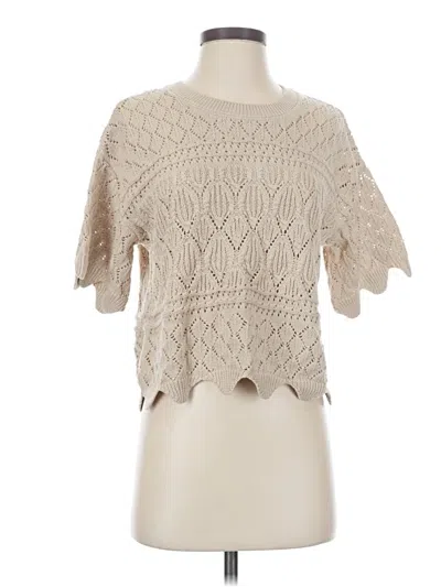Pre-owned Splendid Short Sleeve Top Tan Square Neckline Tops