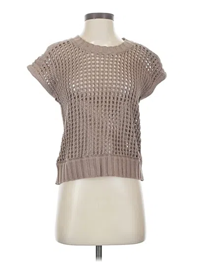 Pre-owned Splendid Short Sleeve Top Tan Square Neckline Tops
