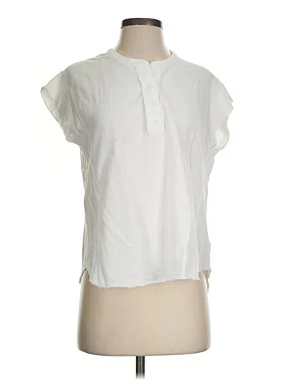 Pre-owned Splendid Short Sleeve Top White Keyhole Neckline Tops