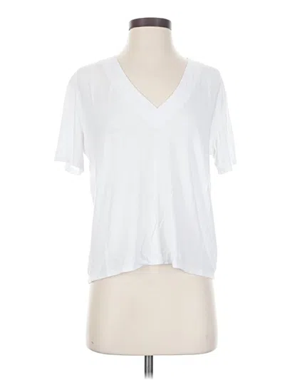 Splendid Short Sleeve Top White Solid Pattern V-neck Tops