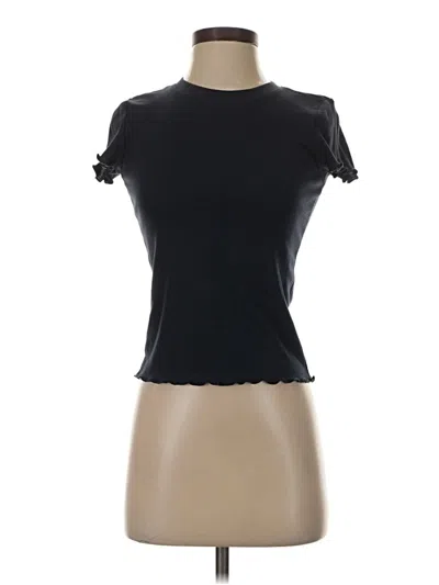 Pre-owned Splendid Short Sleeve Turtleneck In Black