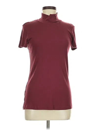 Pre-owned Splendid Short Sleeve Turtleneck In Burgundy