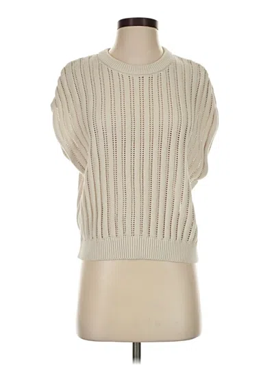 Pre-owned Splendid Short Sleeve Turtleneck In Ivory