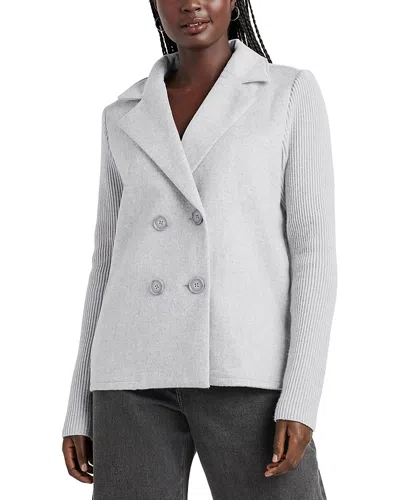 Splendid Singrid Mixed Media Blazer In Ice Heather Grey