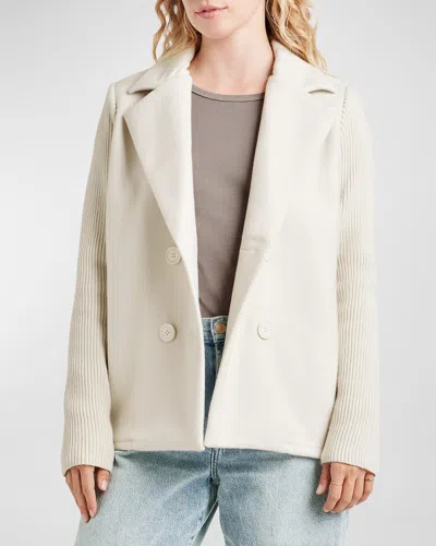 Splendid Singrid Rib-sleeve Wool-blend Coat In Pale Oak