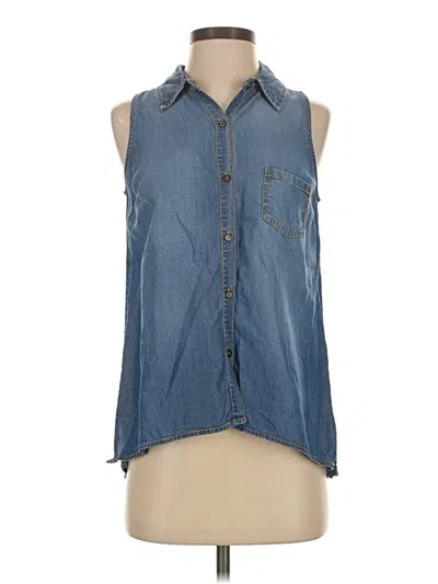 Pre-owned Splendid Sleeveless Button Down Shirt In Blue