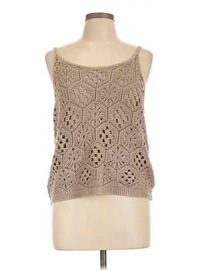 Pre-owned Splendid Sleeveless Top Tan Graphic Pattern Scoop Neck Tops