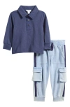 Splendid Slubbed Polo & Cargo Joggers Set In Multi