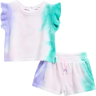 Splendid Babies'  Snowcone Tie Dye Ruffle Top & Shorts Set In Multi