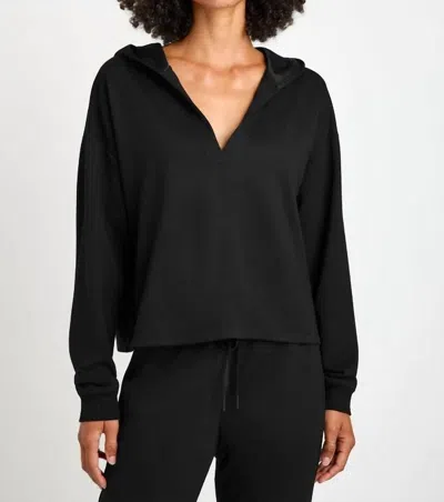 Splendid Soft Fleece Plush Hoodie In Black