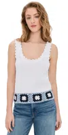 Splendid Sonia Texture Stitch Tank Sweater In White