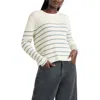 Splendid Spencer Stripe Sweater In Pale Oak/teal