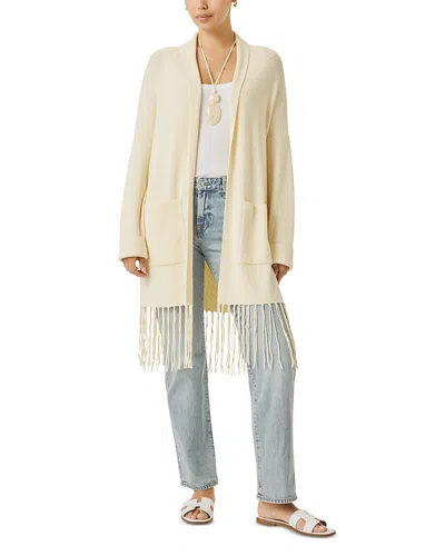 Splendid Spl X Cj Fringe Open Front Cardigan Sweater In Neutral