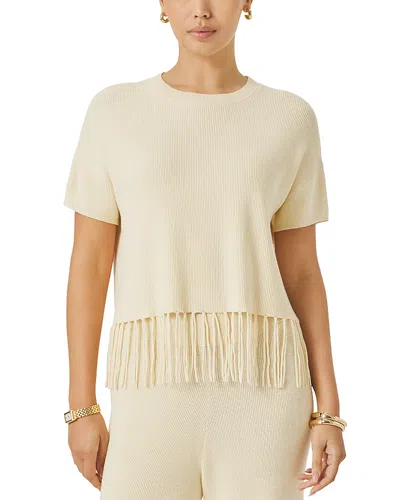 Splendid Spl X Cj Ss Fringe Sweater In Neutral