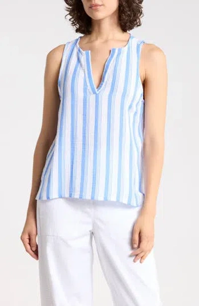 Splendid Split Neck Cotton Gauze Tank In Multi