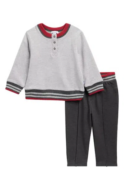Splendid Babies'  Sporty Henley & Pants Set In Gray