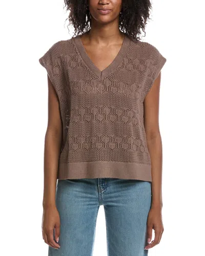 Splendid Ss Crochet Sweater In Brown