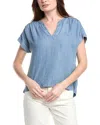 Splendid Chambray Polo Top In Blue