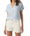 Splendid St. Tropez Blouse In Steel Blue Ikat In Blue