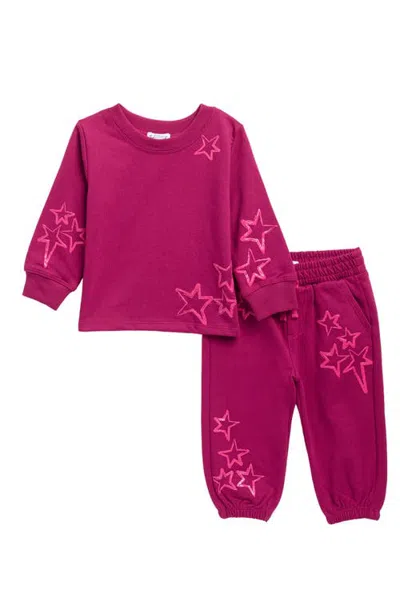Splendid Babies'  Star Gazing Sweatshirt & Sweatpants Set In Winterberry