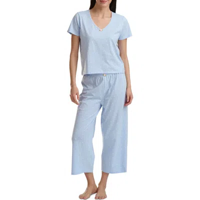 Splendid Star Print Cotton Jersey Pajamas In Blue