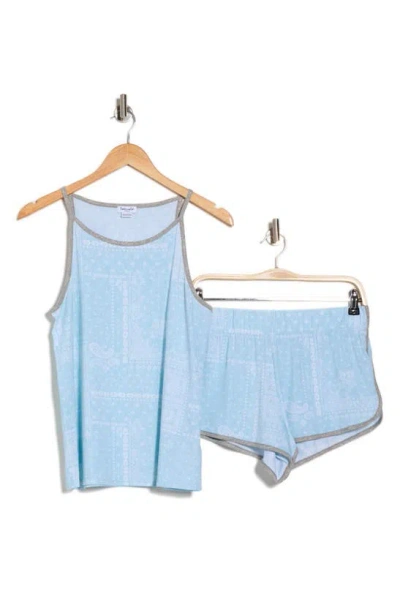 Splendid Star Tank & Shorts Pajamas In Turquoise Bandana