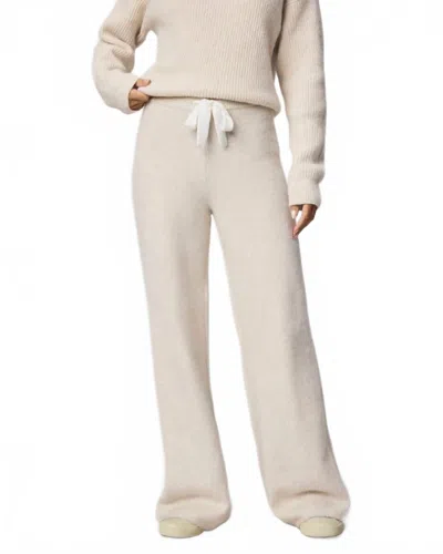 Splendid Stassi Satin Tie Sweater Pant In Pale Oak Heather In White