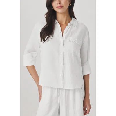 Splendid Stella Linen Button Down Shirt In White