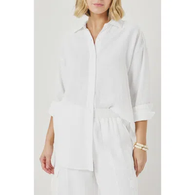 Splendid Stella Linen Button-up Shirt In White