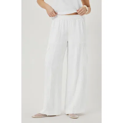 Splendid Stella Linen Cargo Pull-on Pants In White