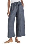 Splendid Stella Linen Crop Wide Leg Pants In Navy