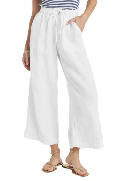 Splendid Stella Linen Crop Wide Leg Trousers In White
