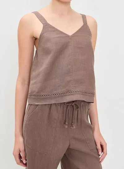 Splendid Stella Linen Trim Tank Top In Wicker In Brown