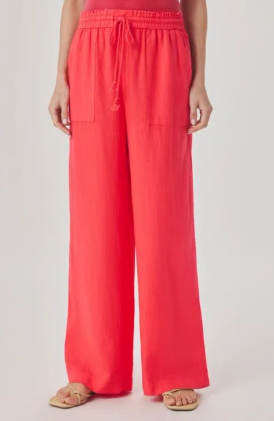 Splendid Stella Paperbag Linen Wide Leg Pants In Red