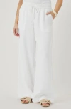 Splendid Stella Paperbag Linen Wide Leg Pants In White