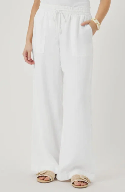 Splendid Stella Paperbag Linen Wide Leg Pants In White