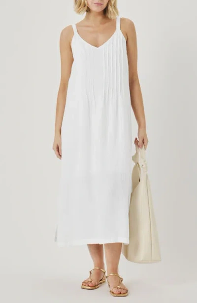 Splendid Stella Pintuck Detail Linen Dress In White