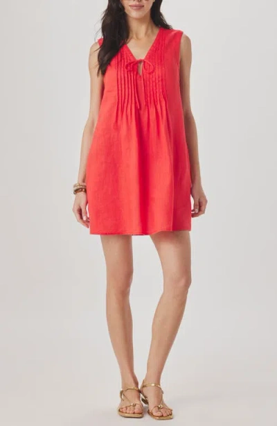 Splendid Stella Pintuck Detail Linen Minidress In Red
