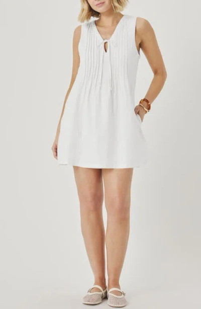 Splendid Stella Pintuck Detail Linen Minidress In White